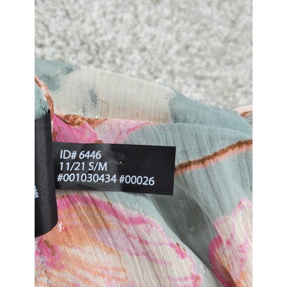 Express Wrap Dress Womens S/M Green Floral Watercolor Sheer Tiered Long Maxi - Picture 4 of 16